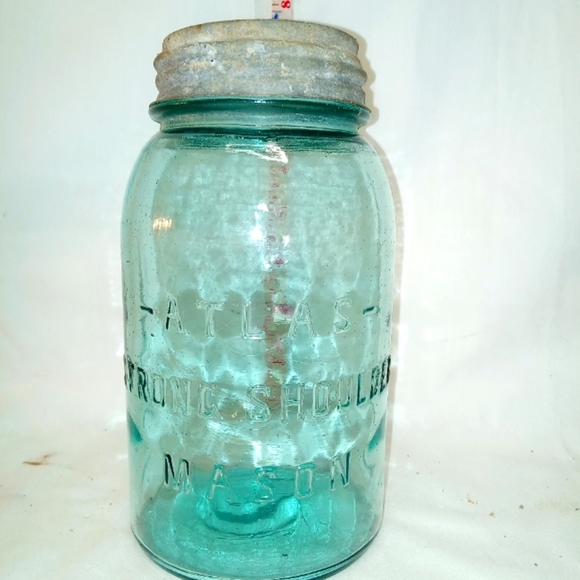 atlas Other - Aqua Blue ATLAS Strong Shoulder Quart Mason Jar, Vintage Blue Mason Canning Jar